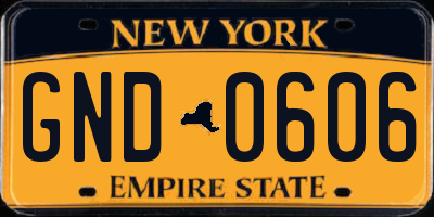NY license plate GND0606