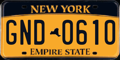 NY license plate GND0610