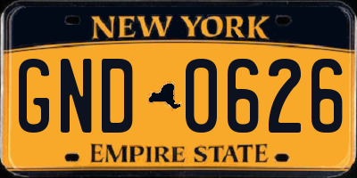 NY license plate GND0626