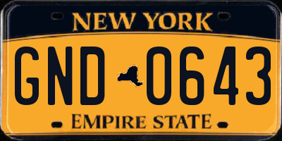 NY license plate GND0643