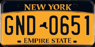 NY license plate GND0651