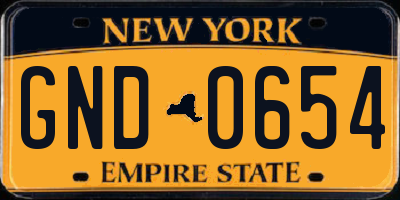 NY license plate GND0654