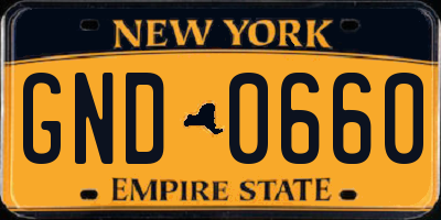 NY license plate GND0660
