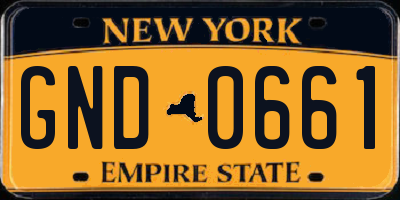 NY license plate GND0661