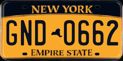 NY license plate GND0662
