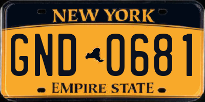 NY license plate GND0681