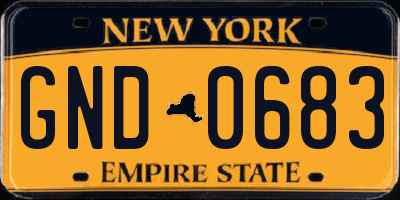 NY license plate GND0683