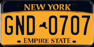 NY license plate GND0707