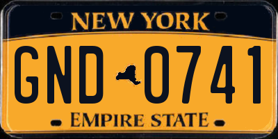 NY license plate GND0741