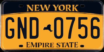 NY license plate GND0756