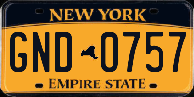 NY license plate GND0757