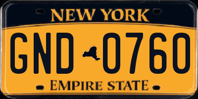 NY license plate GND0760