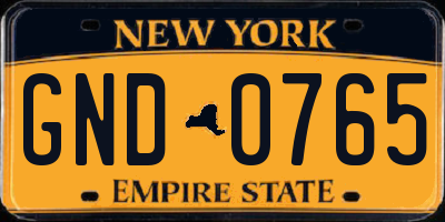 NY license plate GND0765