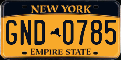 NY license plate GND0785