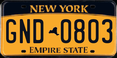 NY license plate GND0803
