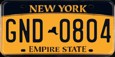 NY license plate GND0804