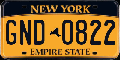 NY license plate GND0822