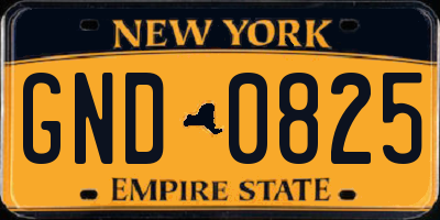 NY license plate GND0825
