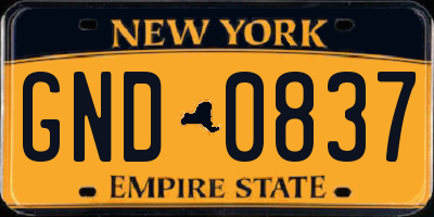 NY license plate GND0837