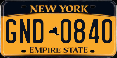 NY license plate GND0840