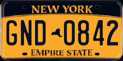 NY license plate GND0842