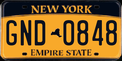 NY license plate GND0848
