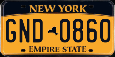 NY license plate GND0860