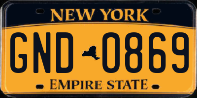 NY license plate GND0869