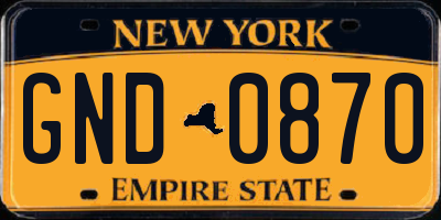 NY license plate GND0870