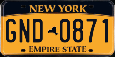 NY license plate GND0871
