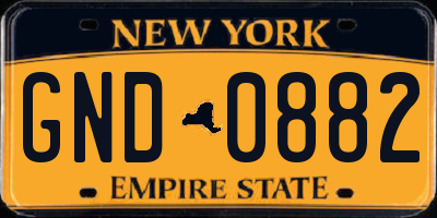 NY license plate GND0882