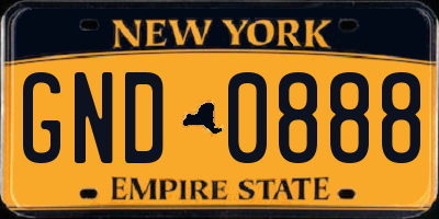 NY license plate GND0888