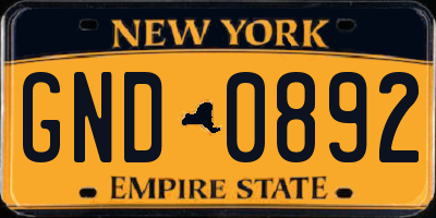NY license plate GND0892