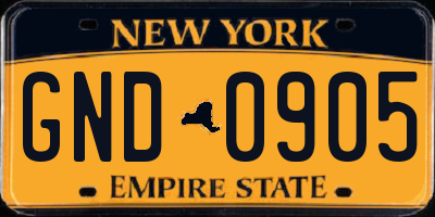 NY license plate GND0905