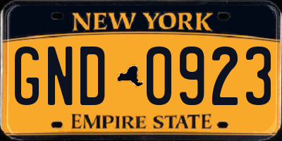 NY license plate GND0923