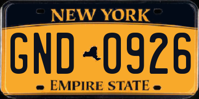 NY license plate GND0926