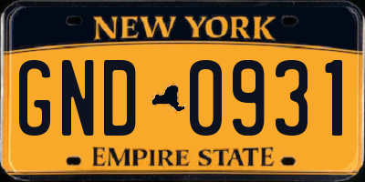 NY license plate GND0931