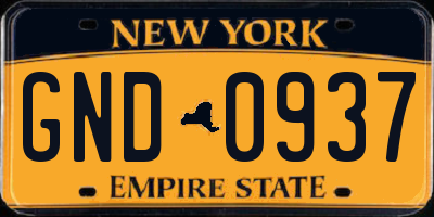 NY license plate GND0937