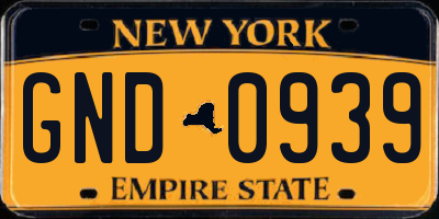 NY license plate GND0939