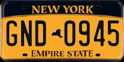 NY license plate GND0945
