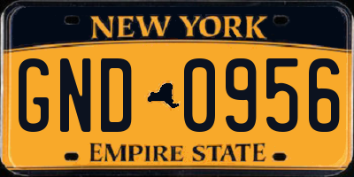 NY license plate GND0956