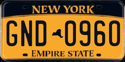 NY license plate GND0960