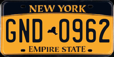 NY license plate GND0962