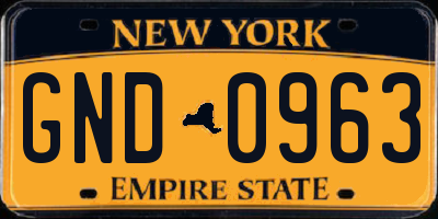 NY license plate GND0963