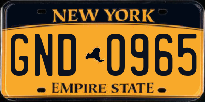 NY license plate GND0965