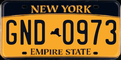 NY license plate GND0973