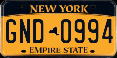 NY license plate GND0994