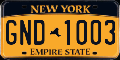 NY license plate GND1003