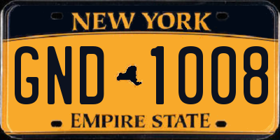NY license plate GND1008