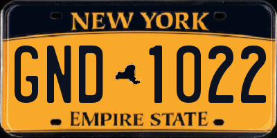 NY license plate GND1022